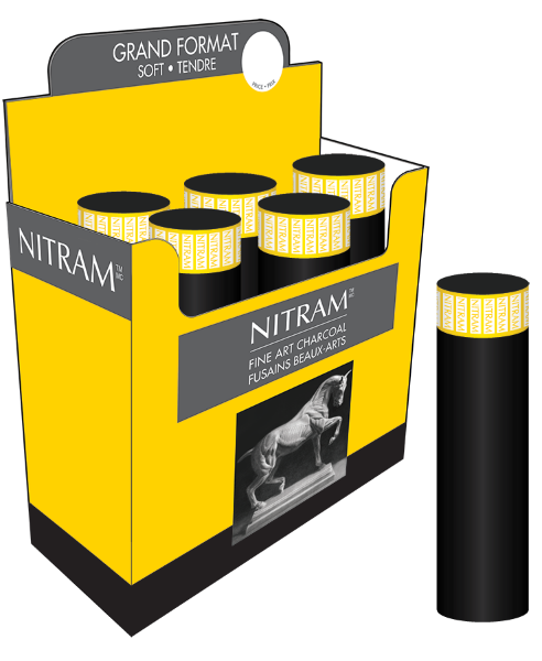 Picture of Nitram Maxi Baton De Saule Extra Soft Charcoal Stick Set - 50mm diameter Round x 152mm Height