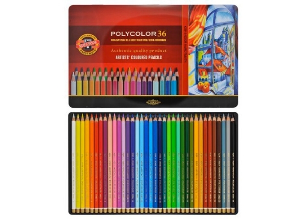 Picture of Kohinoor Polycolor Artist Coloured Pencils Set Of 36 - Tin Box Pack