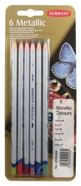 Picture of Derwent Coloured Metallic Pencils - Set of 6 (Blister Pack)