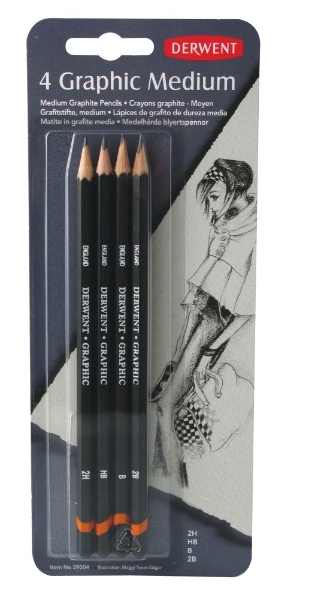 Picture of Derwent Graphic Pencils Blister Pack of 4 (Medium)