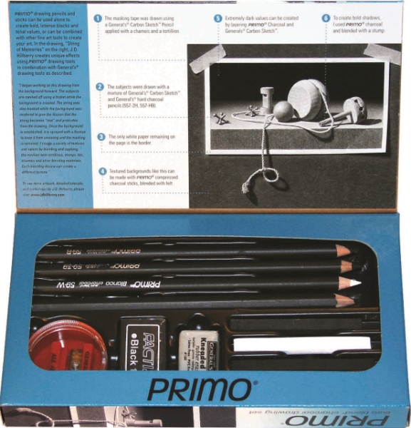 Picture of General's Primo Euro Blend Charcoal Drawing Set - 12 Pieces