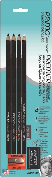 Picture of General's Primo Euro Blend Charcoal Pencils - Set of 4