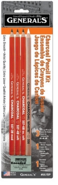 Picture of Generals Charcoal Pencil Kit with Eraser
