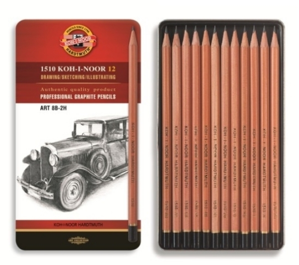 Picture of Kohinoor Toisondor Graphite Pencils Art Set Of 12 (8B - 2H)Tin Box