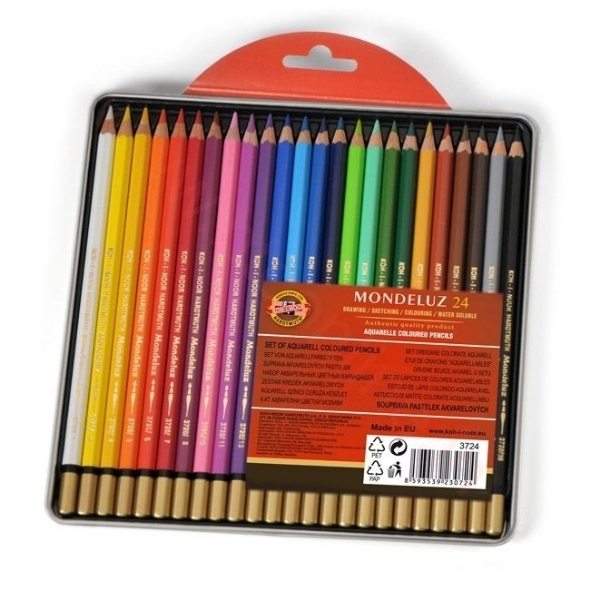 Picture of Kohinoor Mondeluz Artiss Aquarelle Colour Pencil Set Of 24 - Tin Box (Blister Pack)