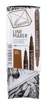 Picture of Derwent Graphik Line Maker Pen Set of 3 (Sepia)