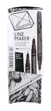Picture of Derwent Graphik Line Maker Pen Set of 3 (Black)