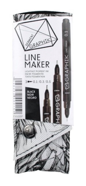 Picture of Derwent Graphik Line Maker Pen - Set of 3 (Black)
