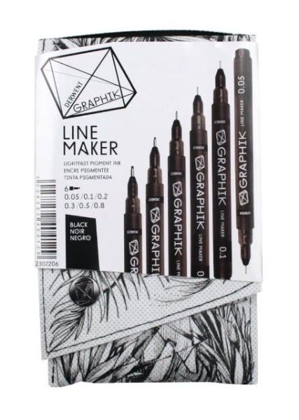 Picture of Derwent Graphik Line Maker Pen - Set of 6 (Black)