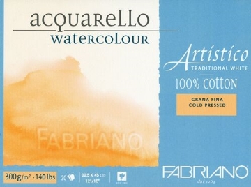Picture of Fabriano Artistico Watercolour Blocks CP 300GSM 30.5X45CM (20 Sheets)