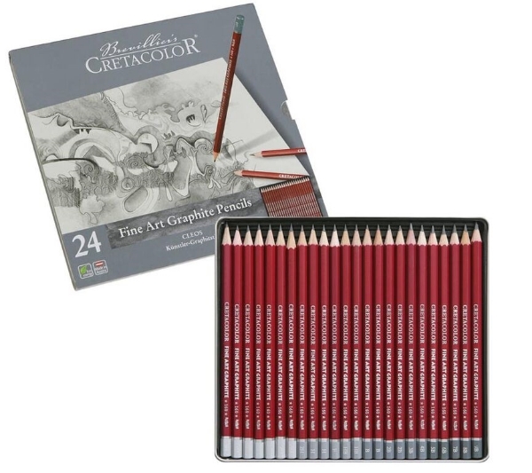 Picture of Cretacolor Cleos Fine Art Graphite Pencils - Set of 24 (Tin Box)