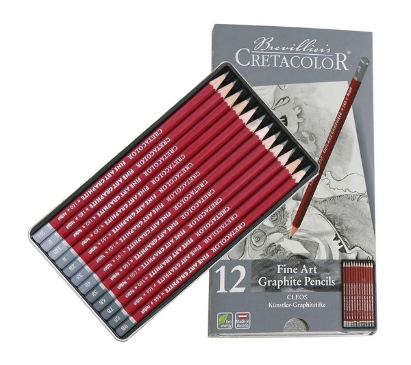 Picture of Cretacolor Cleos Fine Art Graphite Pencils - Set of 12 (Tin Box)