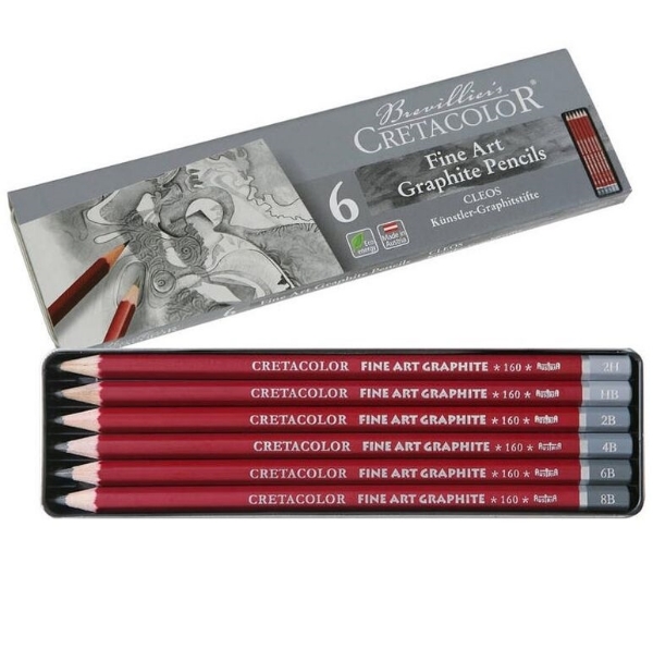 Picture of Cretacolor Cleos Fine Art Graphite Pencils - Set of 6 (Tin Box)