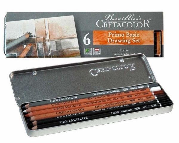 Picture of Cretacolor Primo Basic Drawing - Set of 6 (Tin Box)
