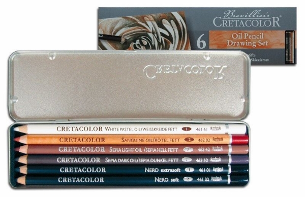 Picture of Cretacolor Oil Pencil Drawing - Set of 6 (Tin Box)