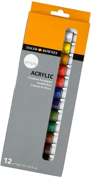 Picture of Daler Rowney Acrylic Colours Simply - Set of 12 (12ml)