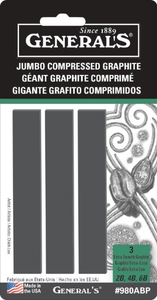 Picture of General's Compressed Graphite Sticks - 3 Piece Set (Soft, Medium and Hard)