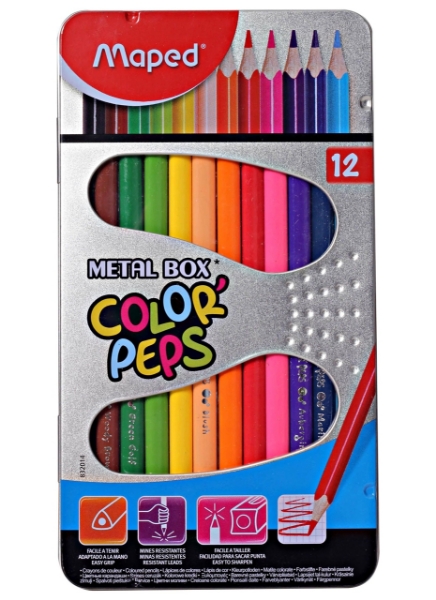Maped Color'Peps Pencil Set of 12 Colours - Metal Box