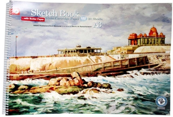 Picture of Bhikshu A3 Spiral Sketch Book With Catridge Paper 140gsm (30 Sheets)