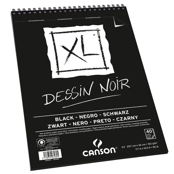 Picture of Canson XL Dessin Noir Black Spiral Album A3 29.7x42cm