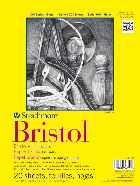 Picture of Strathmore 300 Series Bristol Vellum Pad - Tape Bound - 270gsm 9"x12" (20 Sheets)