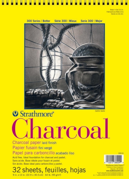 Picture of Strathmore 300 Series Charcoal Pad White - Wire Bound - 95gsm 9x12" (32 Sheets)