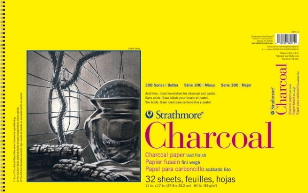 Picture of Strathmore 300 Series Charcoal Pad White - Wire Bound - 95gsm 11x17" (32 Sheets)
