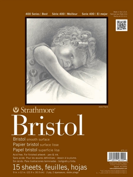 Picture of Strathmore 400 Series Bristol Pad 2-Ply Smooth - Tape Bound - 270 gsm 9"x12" 15 Sheets
