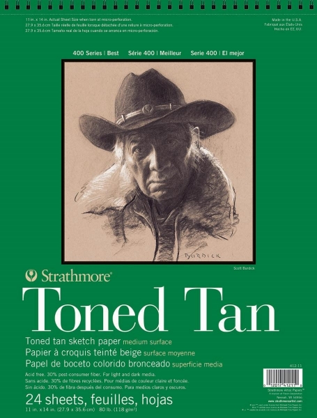 Picture of Strathmore 400 Series Toned Tan Sketch Pad - Wire Bound - 118gsm 11"x14" (24 Sheets)