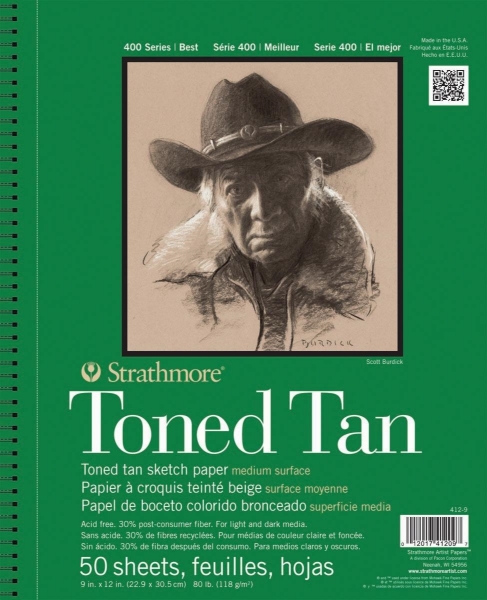 Picture of Strathmore 400 Series Toned Tan Sketch Pad - Wire Bound - 118gsm 9"x12" (50 Sheets)