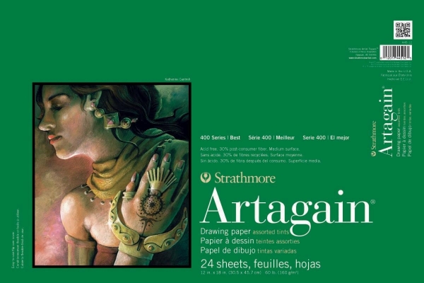 Picture of Strathmore 400 Series Artagain Pad Assorted Tints - Glue Bound - 160gsm 12"x18" (24 Sheets)