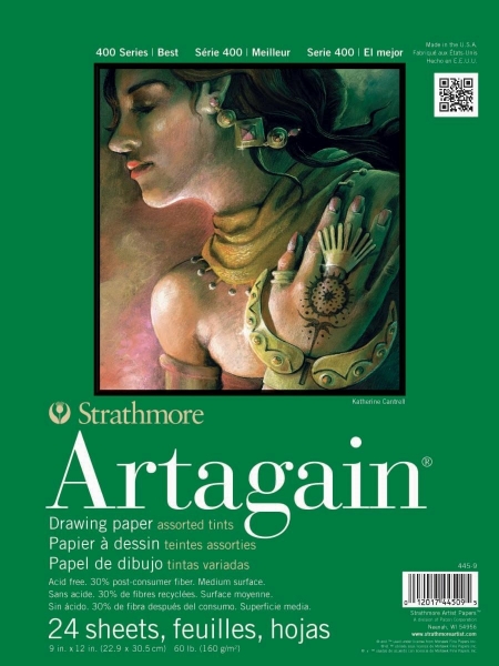 Picture of Strathmore 400 Series Artagain Pad Assorted Tints - Glue Bound - 160gsm 9"x12" (24 Sheets)