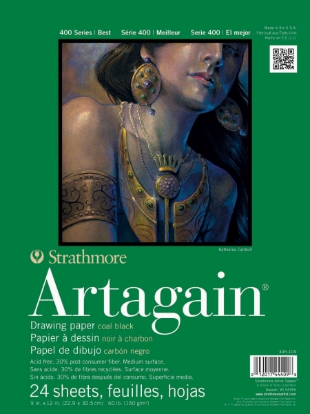 Picture of Strathmore 400 Series Artagain Pad Coal Black - Glue Bound - 160gsm 9"x12" (24 Sheets)