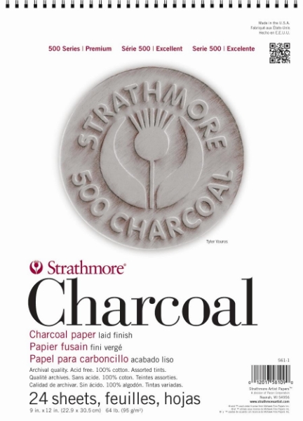 Picture of Strathmore 500 Series Charcoal Pad Assorted Tints - Wire Bound - 95gsm 9x12" (24 Sheets)