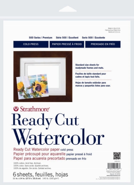 Picture of Strathmore 500 Series Ready Cut Watercolour 100% Cotton - 300gsm 11"x14" (6 Sheets)