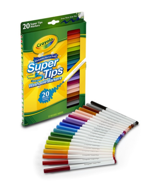 Crayola® Washable Super Tips Markers, Fine/Broad Bullet Tips