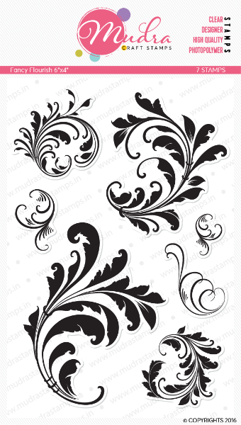 Picture of Mudra Photopolymer Stamps - Fancy Flourish 6"x4"