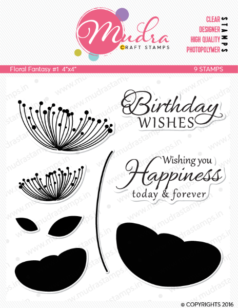 Picture of Mudra Photopolymer Stamps - Floral Fantasy #1 4"x4"