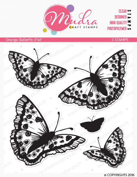 Picture of Mudra Photopolymer Stamps - Grungy Butterfly 4"x4"