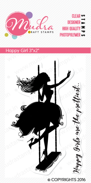 Picture of Mudra Photopolymer Stamps - Happy Girl 3"x2"