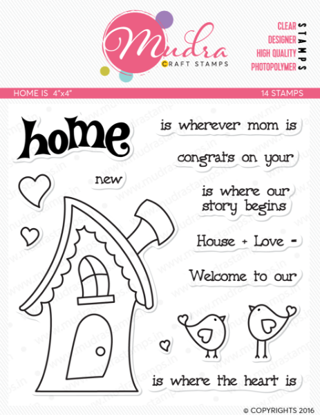 Picture of Mudra Photopolymer Stamps - Home Is 4"x4"