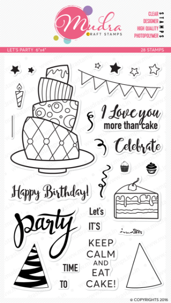 Picture of Mudra Photopolymer Stamps - Let's Party 6"x4"