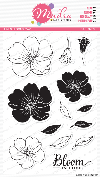 Picture of Mudra Photopolymer Stamps - Linen Blooms 6"x4"
