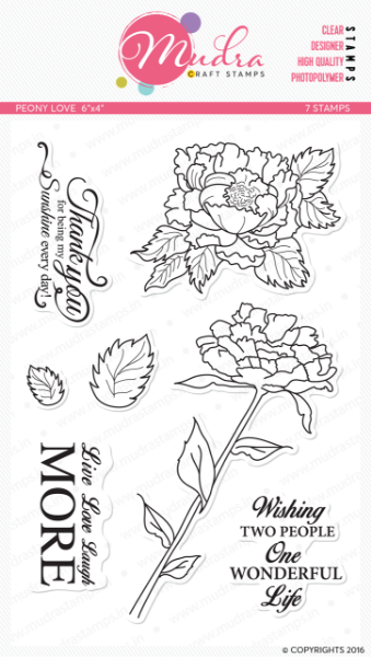 Picture of Mudra Photopolymer Stamps - Peony Love 6"x4"