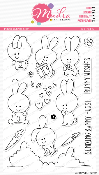 Picture of Mudra Photopolymer Stamps - Playful Bunnies 6"x4"