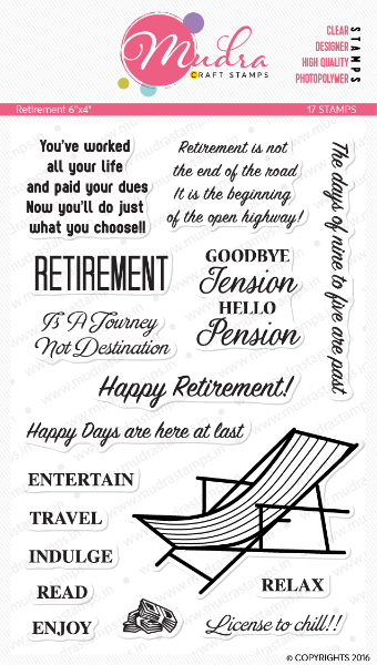 Picture of Mudra Photopolymer Stamps - Retirement 6"x4"