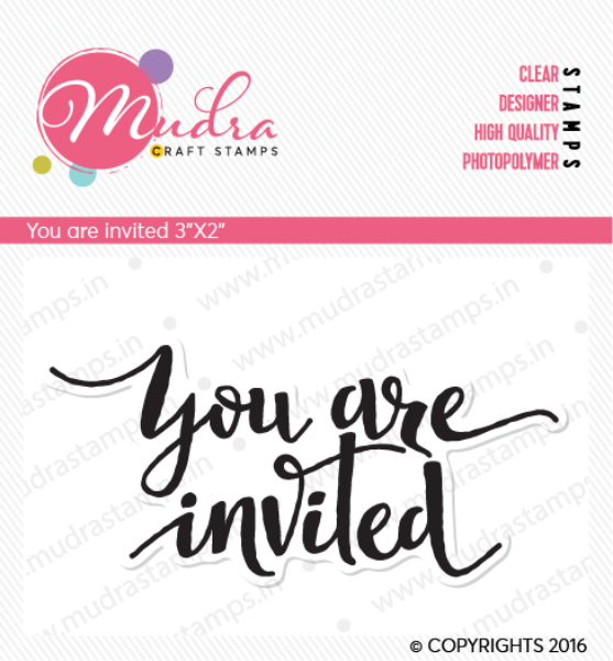 Picture of Mudra Photopolymer Stamps - You are Invited 3"x2"