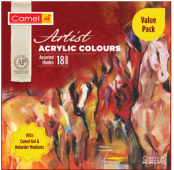 Picture of Camlin Artist Acrylic Set - 18 colours x 20ml (Gel Retarder)