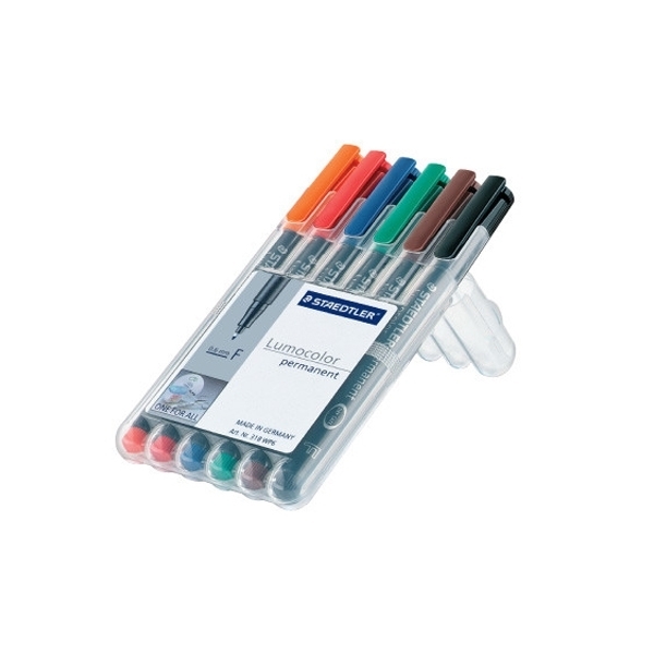 Picture of Staedtler Lumocolor Permanent Pen - Set of 6 (Fine Tip 0.6mm)