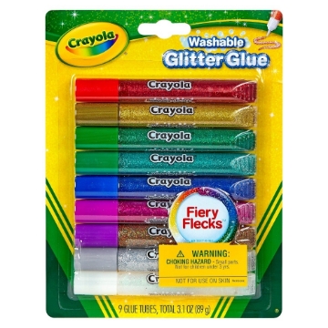 Picture of Crayola Washable Glitter Glue Set of 9 (Fiery Flecks)